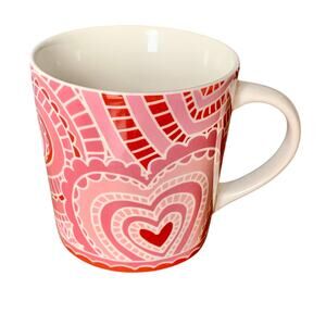 Starbucks Coffee Mug 2005 Pink Hearts Valentine’s Day Ceramic 16oz